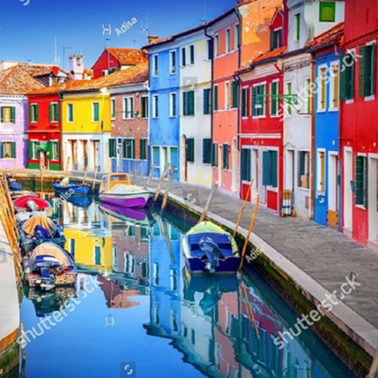Προεκτυπωμένο Υπέρυθρο Πάνελ Koenighaus 600-1200w Colorful Houses in Burano Italy.